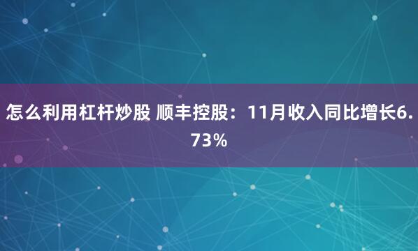 怎么利用杠杆炒股 顺丰控股：11月收入同比增长6.73%