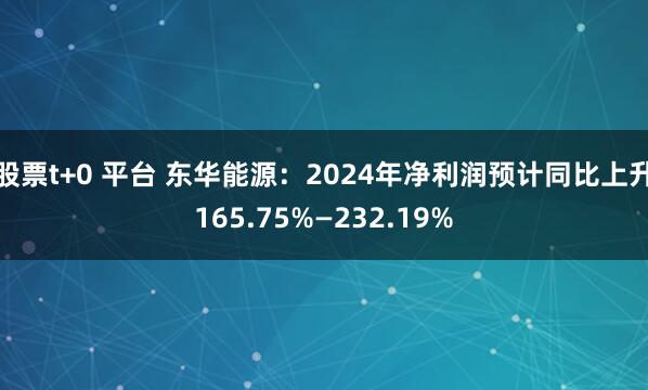 股票t+0 平台 东华能源：2024年净利润预计同比上升165.75%—232.19%